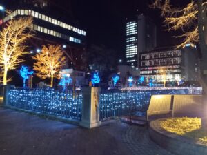 11月7日のオレンジリボンイルミネーションライトアップの点灯の様子