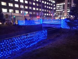 11月22日から点灯された北1条のイルミネーションの様子