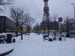 12月23日の北1条西側園路が閉鎖されている様子