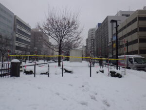 12月23日の南1条西側園路が閉鎖されている様子