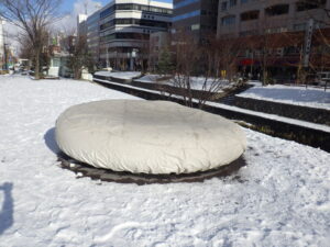 12月8日にシート掛けられた西側の天秘