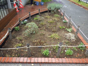 冬支度された花壇