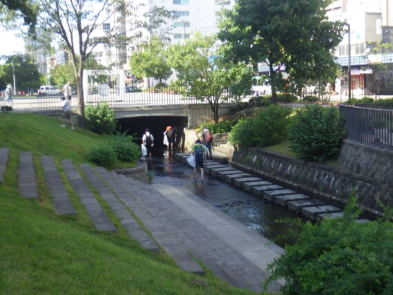 8月24日に創成川のゴミ拾いをする市民団体