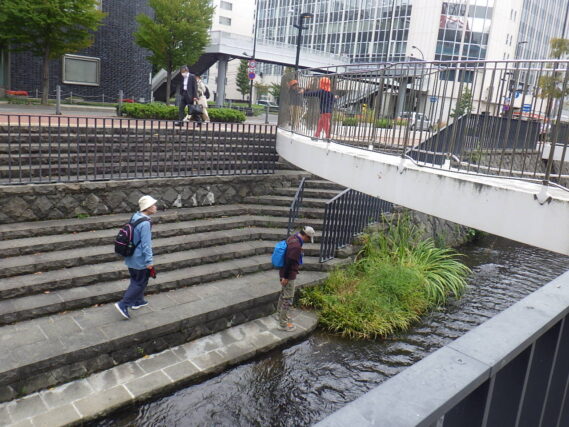 公園内の電気設備の点灯チャックをするお助け隊