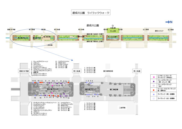 南3条と南4条のライラックの位置図