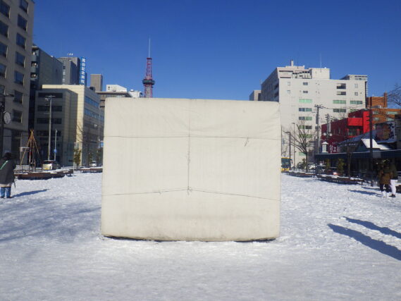 シートをかけられた生誕の様子