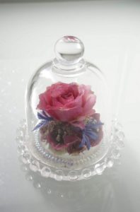 ガラスのドーム中に花を入れて作る見本