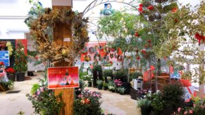 展示会入り口リースとアーチ