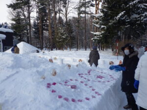 色付きの氷で装飾しました